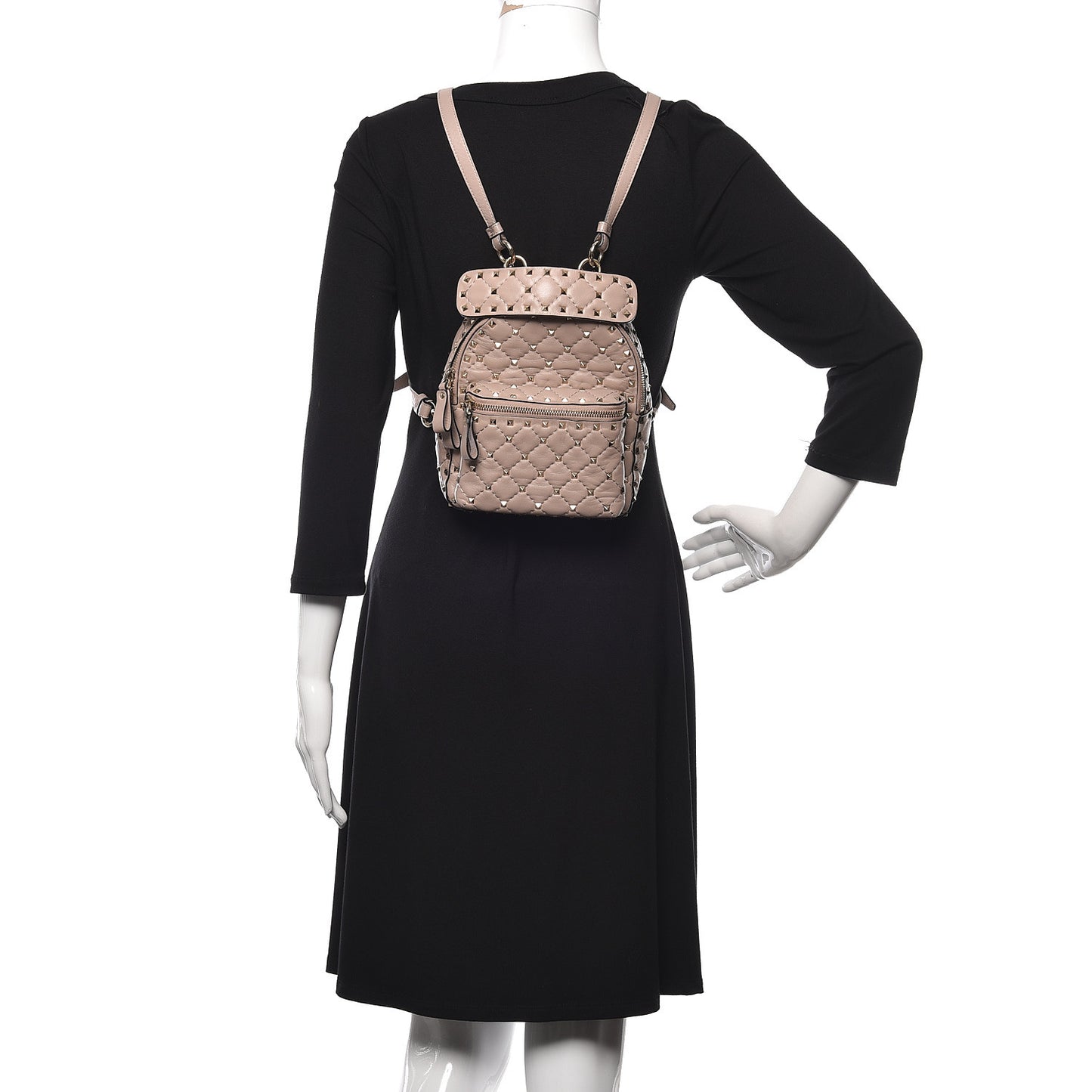 Nappa Quilted Mini Rockstud Spike Backpack Poudre