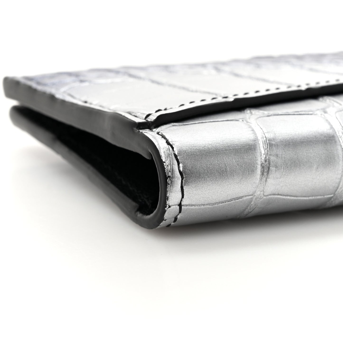 Metallic Alligator Pocket Organizer Silver Multicolor