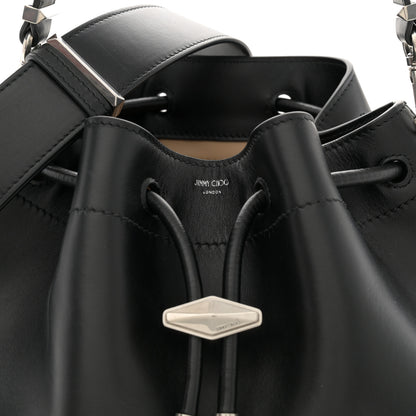 Jimmy Choo Smooth Shiny Calfskin Cinch M Bucket Bag Black 7 of 10