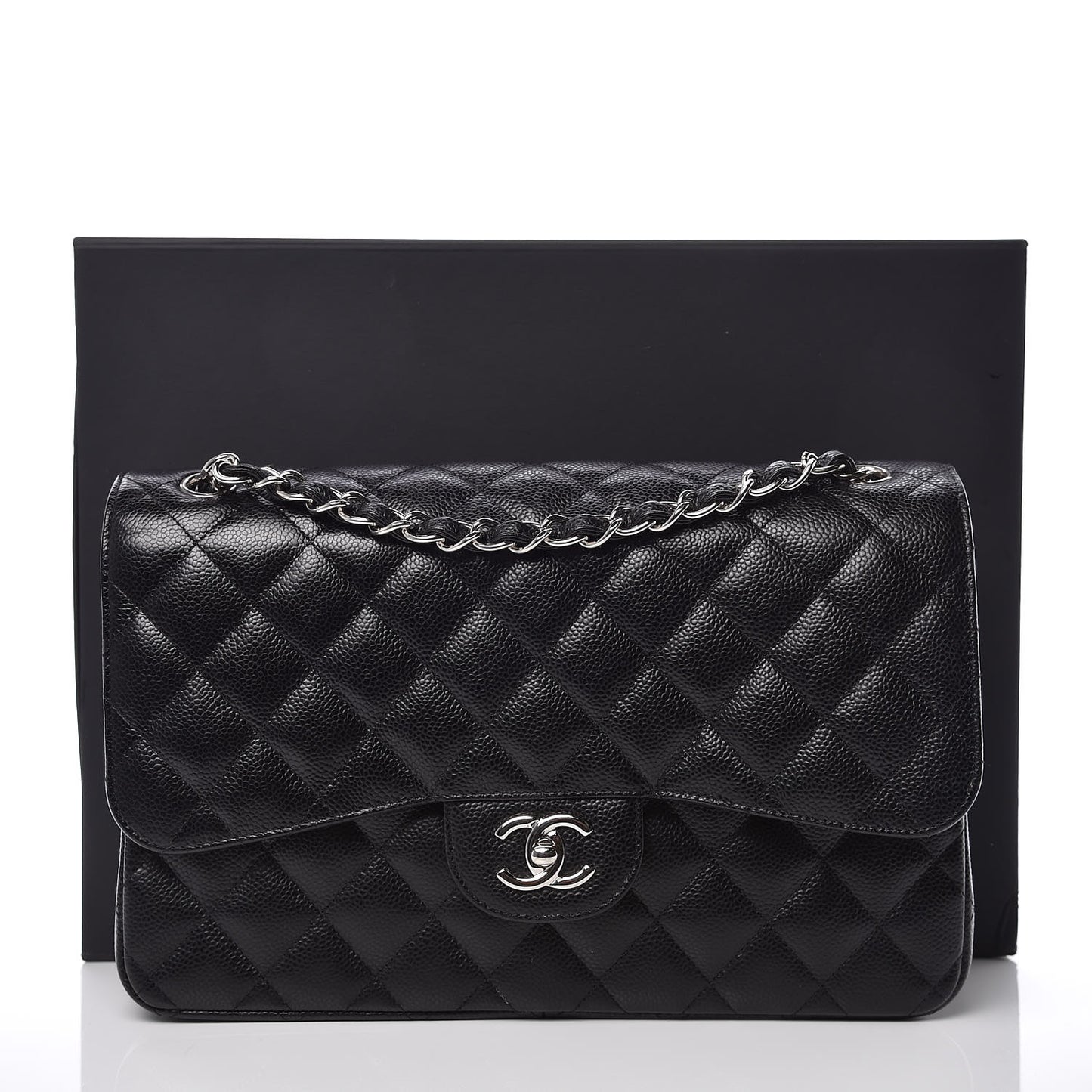 Caviar Quilted Jumbo Double Flap Black