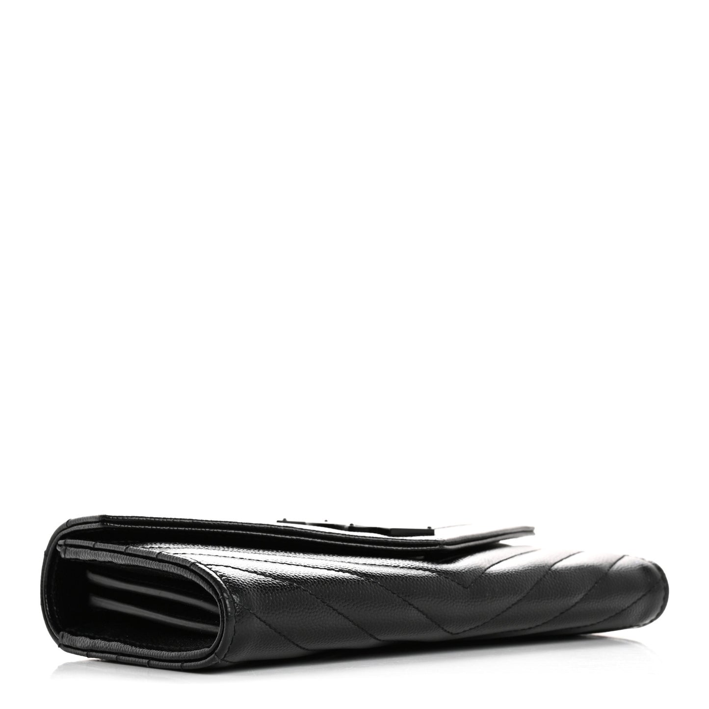 Grain De Poudre Matelasse Chevron Monogram Flap Wallet Black