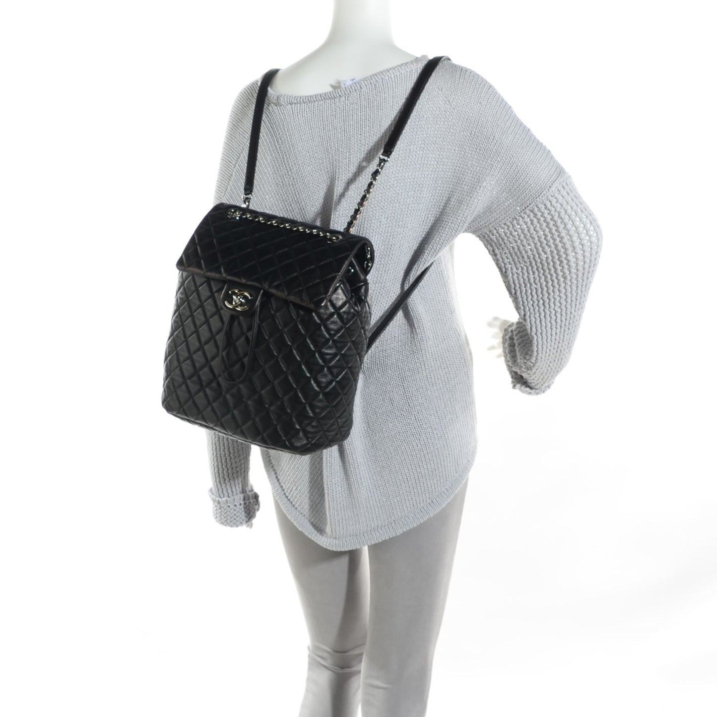 Lambskin Quilted Large Urban Spirit Backpack Black