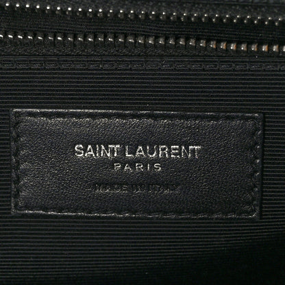 Saint Laurent Grain De Poudre Mixed Matelasse Large Triquilt Monogram Satchel Deep Marine 6 of 10