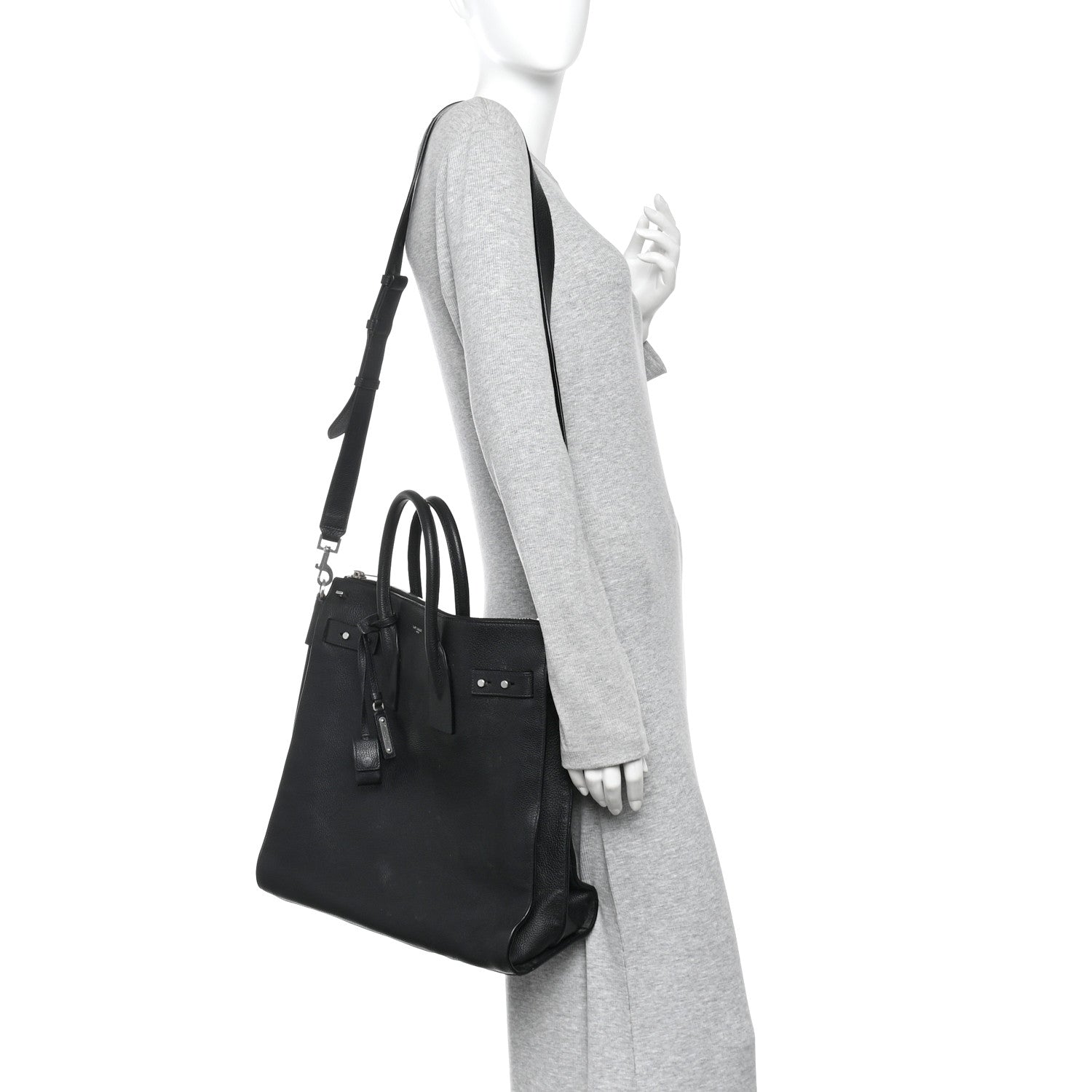 Saint Laurent Grained Calfskin Sac De Jour Souple North South Tote Black 2 of 12