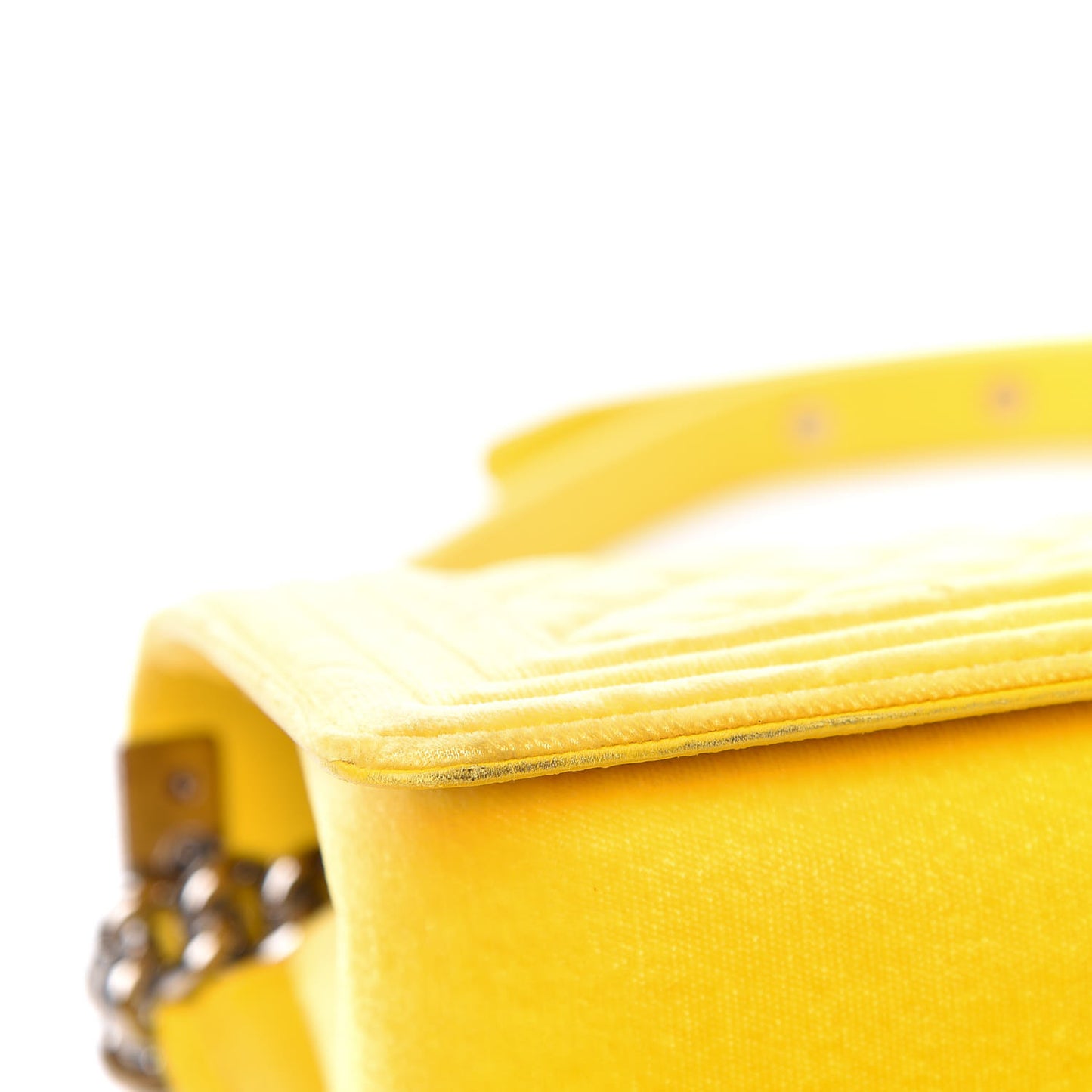Velvet Quilted Medium Boy Flap Yellow