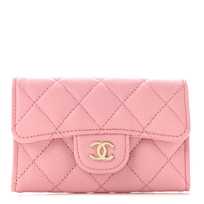 Chanel Caviar Quilted Flap Card Holder Wallet Light Pink 1 of 8
