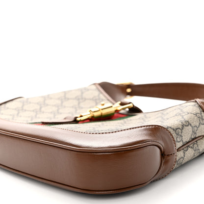 Gucci GG Supreme Monogram Azalea Calfskin Web Small Jackie 1961 Hobo Beige Ebony Brown Sugar 9 of 9