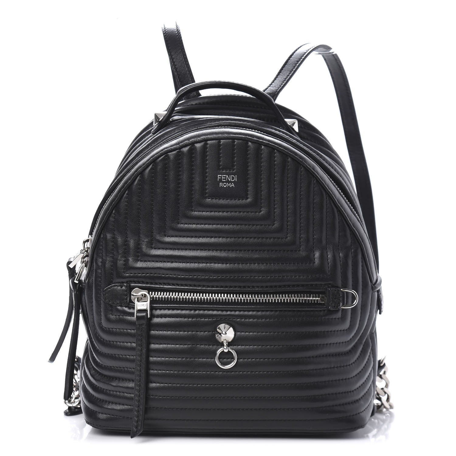 Fendi Shiny Nappa Trapuntata Mini Backpack Black 1 of 9