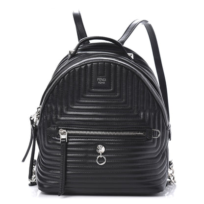 Fendi Shiny Nappa Trapuntata Mini Backpack Black 1 of 9