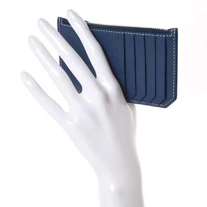 Saint Laurent Grained Calfskin 5 Fragments Zip Pouch Card Holder Blue 2 of 7