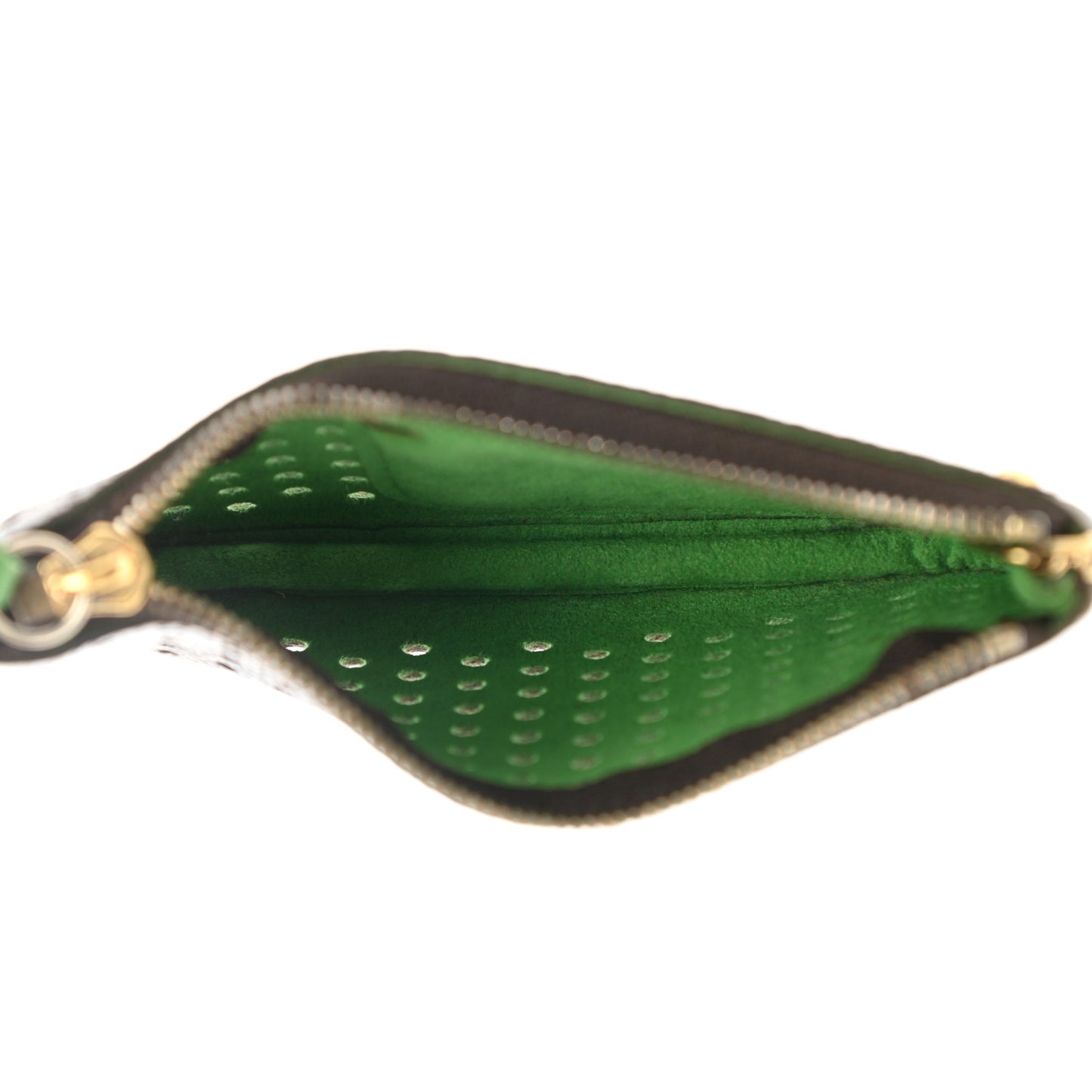 Monogram Perforated Key Pouch Green