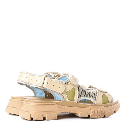 Gucci X SEGA Nappa Mesh Mens Aguru Sandals 11 Sand Storm Gold 4 of 11