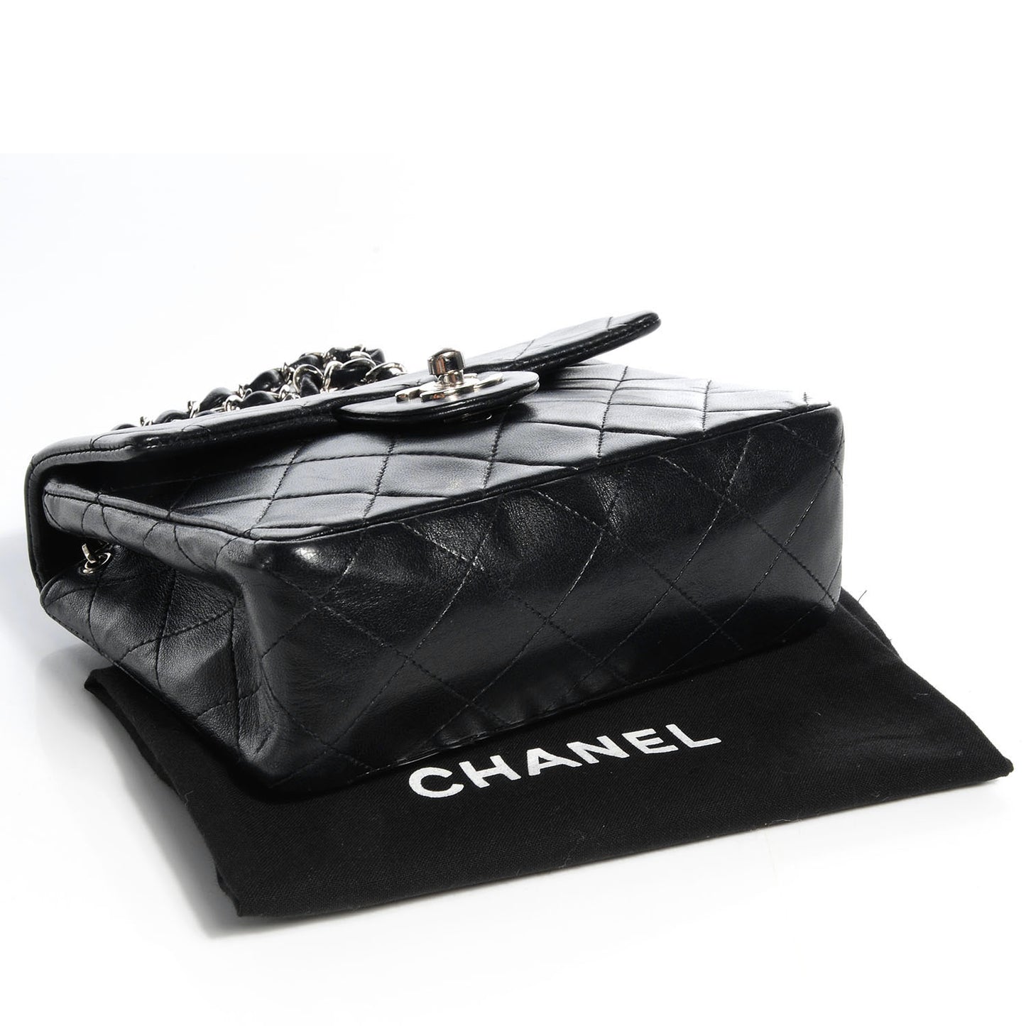Lambskin Quilted Mini Square Flap Black