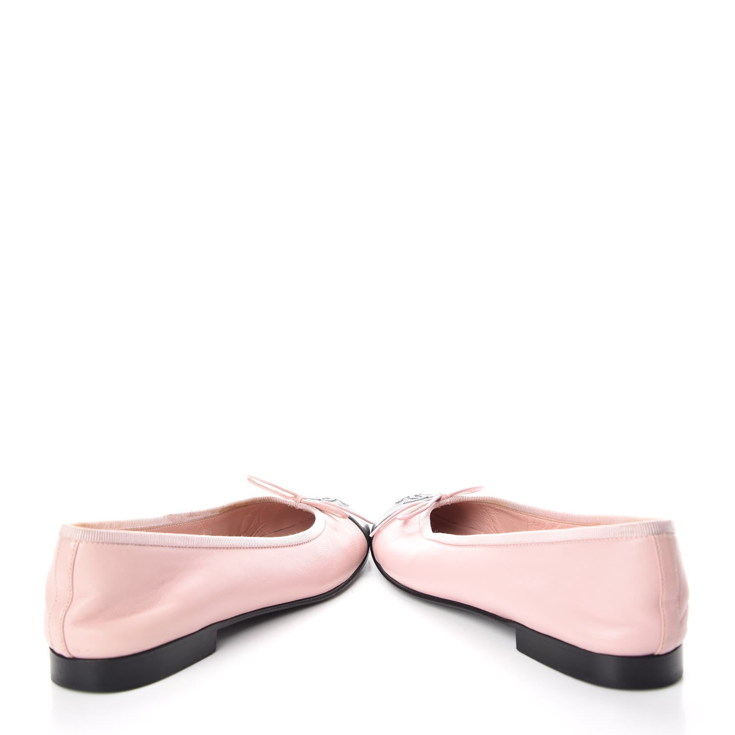 Chanel Lambskin CC Cap Toe Ballerina Flats 36.5 Light Pink Black 8 of 15