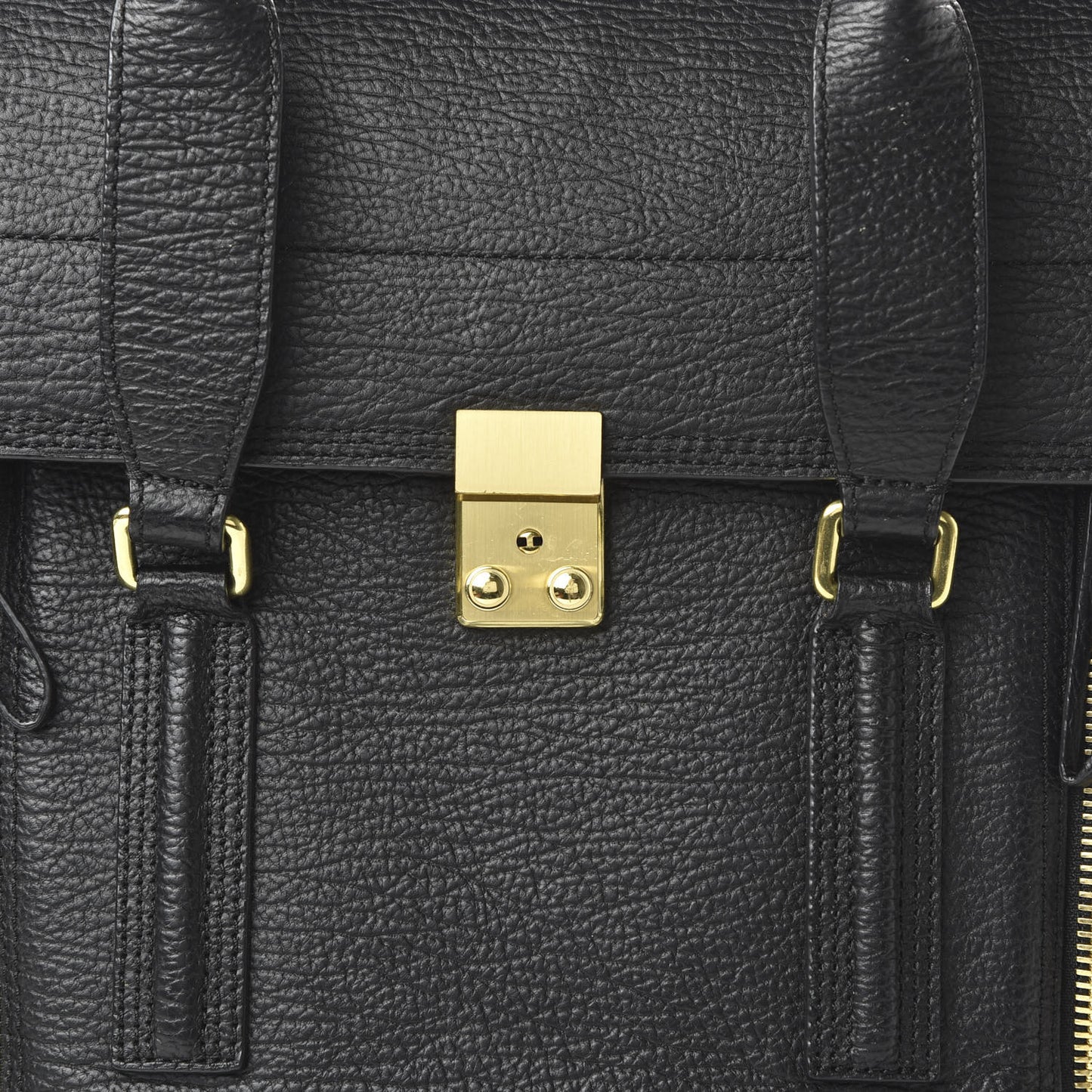 3.1 Textured Calfskin Large Pashli Satchel Black
