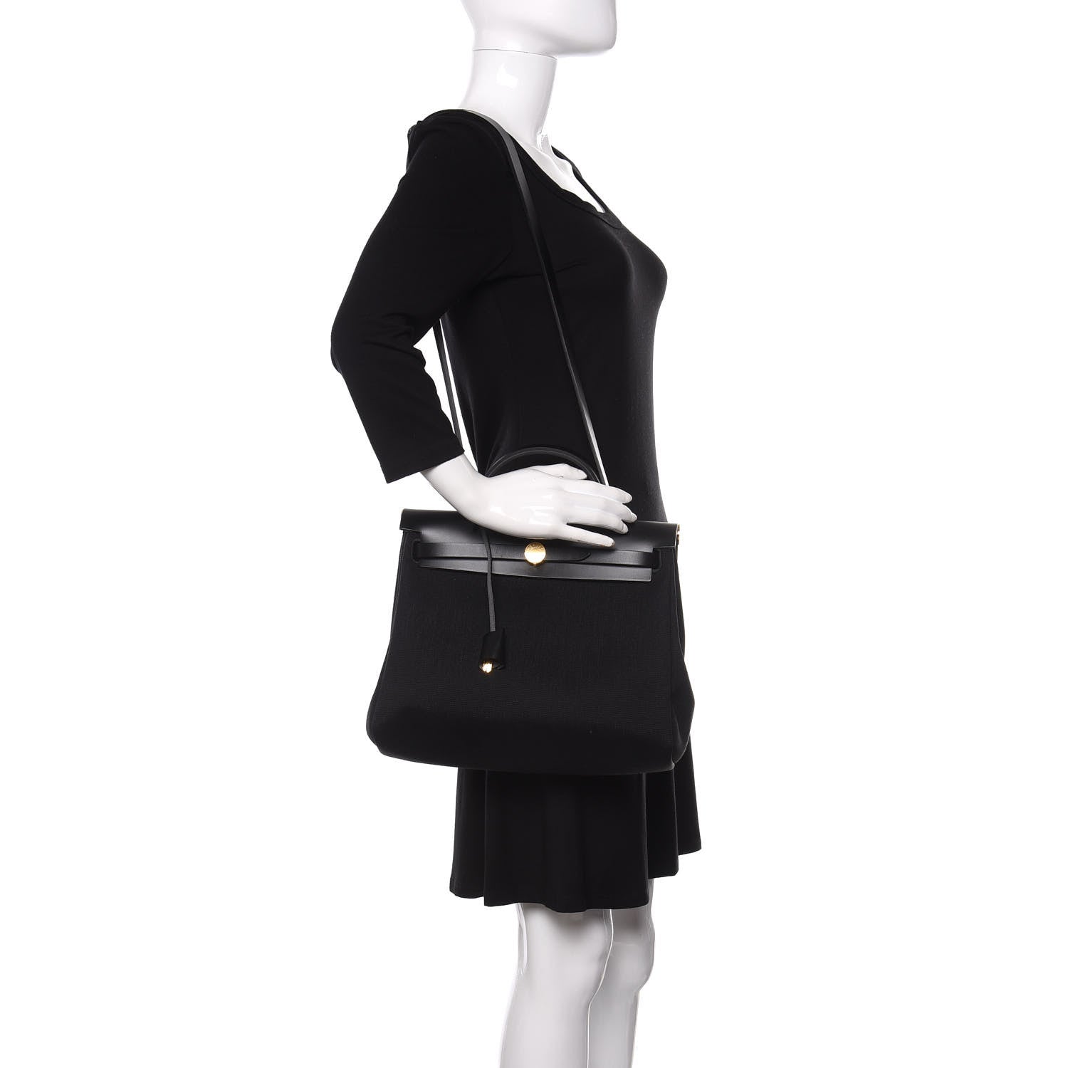 Hermes Military Toile Vache Hunter Herbag Zip PM 31 Black 2 of 12