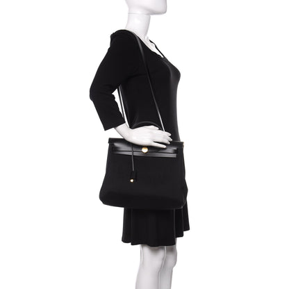 Hermes Military Toile Vache Hunter Herbag Zip PM 31 Black 2 of 12