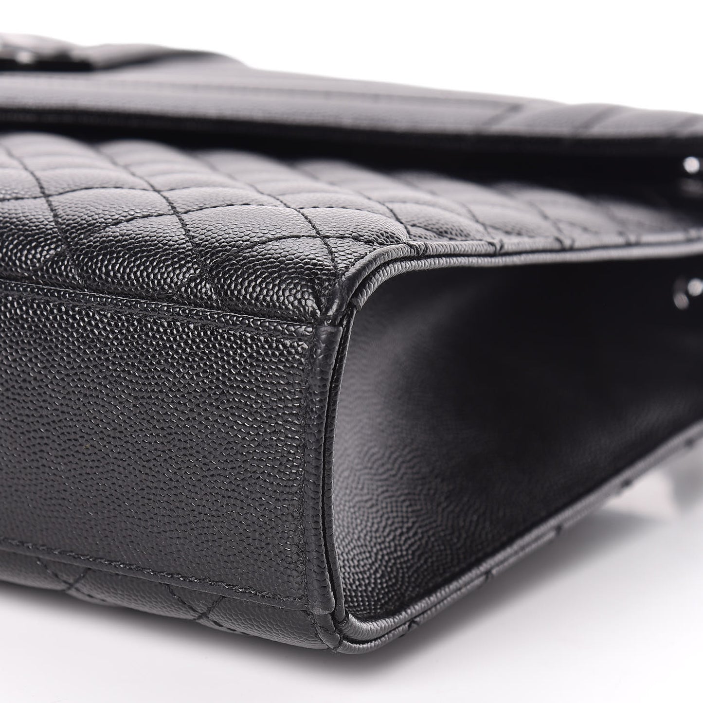 Grain De Poudre Textured Mixed Matelasse Large Triquilt Monogram Monochrome Satchel Black