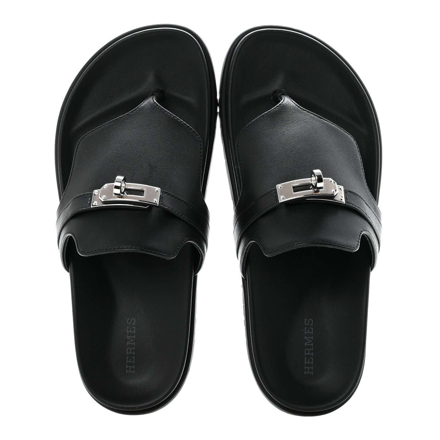 Hermes Calfskin Womens Empire Sandals 38 Black 4 of 20