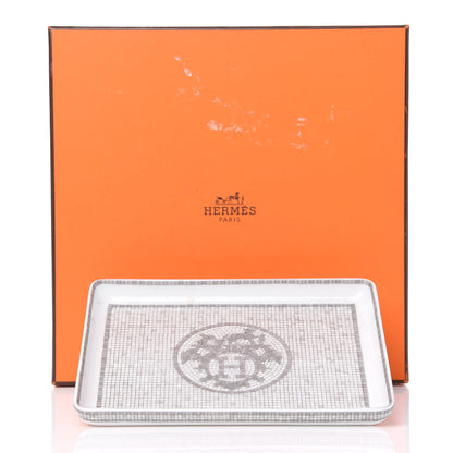 Hermes Porcelain Mosaique Au 24 Sushi Plate Platine 8 of 8