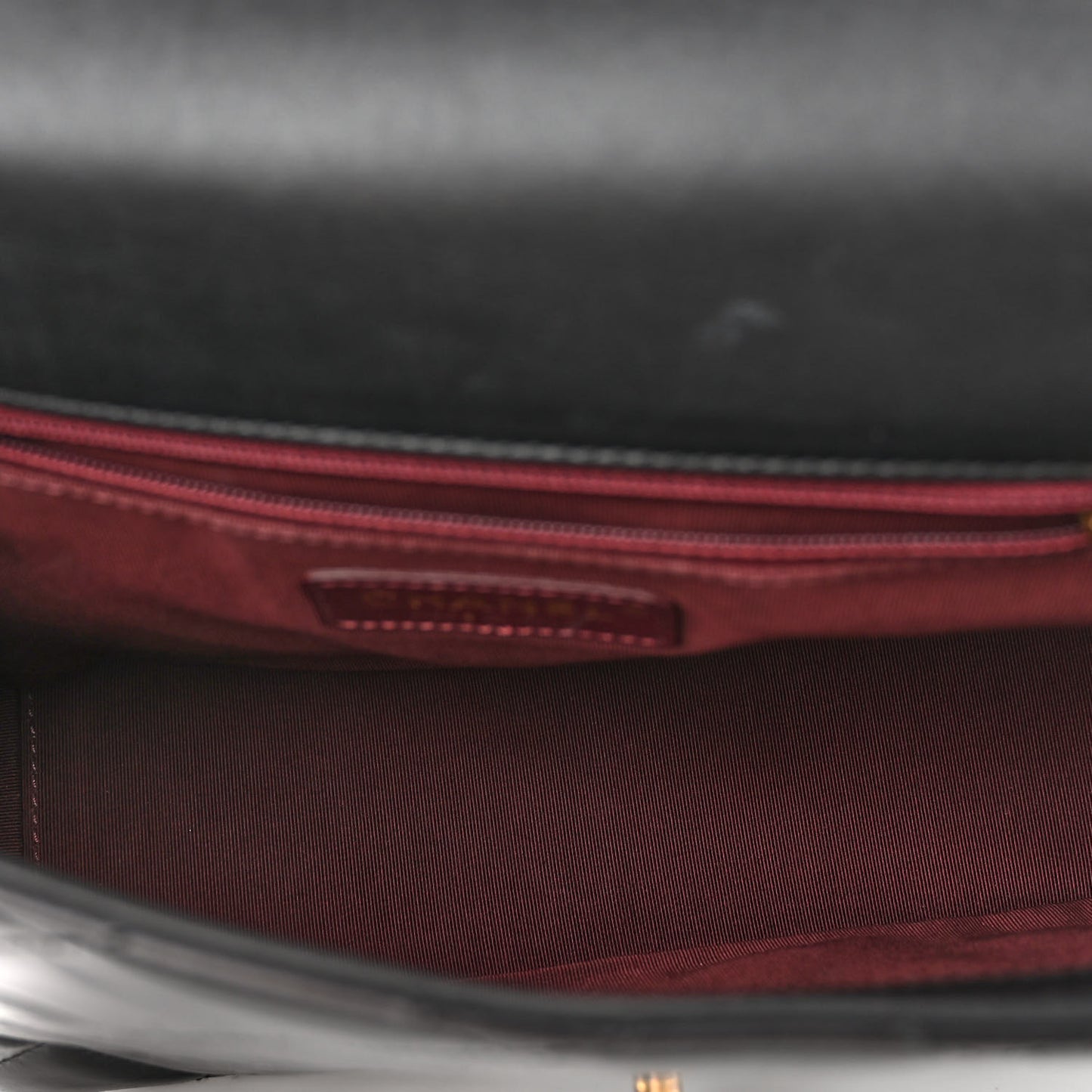 Glazed Calfskin Quilted Medium Gold Bar Top Handle Flap Black