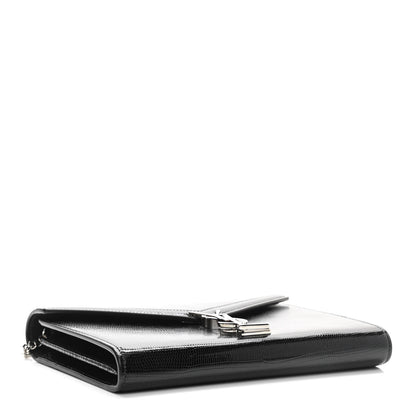 Saint Laurent Patent Lizard Embossed Monogram Cassandra Chain Wallet Black 4 of 11