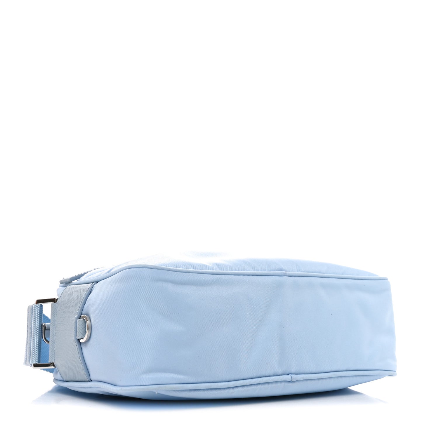 Re-Nylon Vela Saffiano Pocket Double Zip Shoulder Bag Celeste