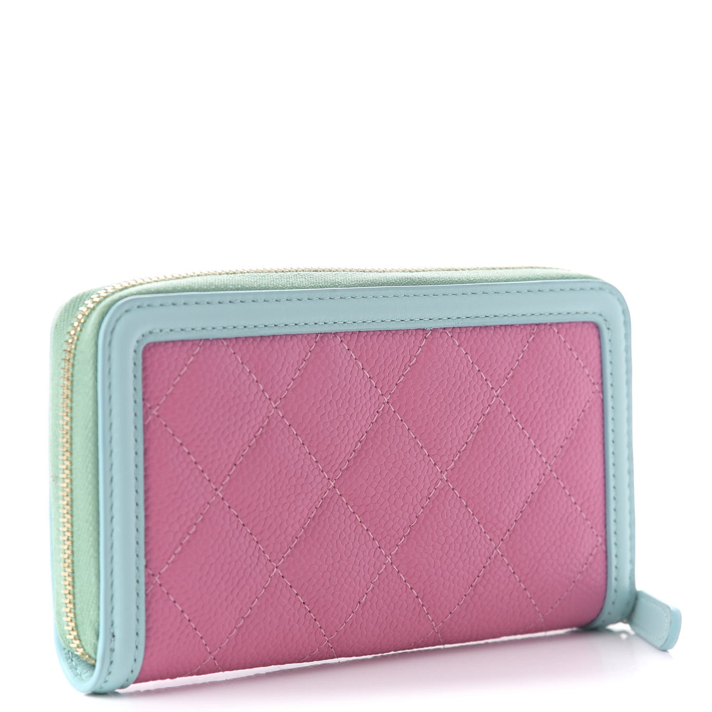 Caviar Quilted Medium Filigree Zip Around Wallet Pink Blue Green