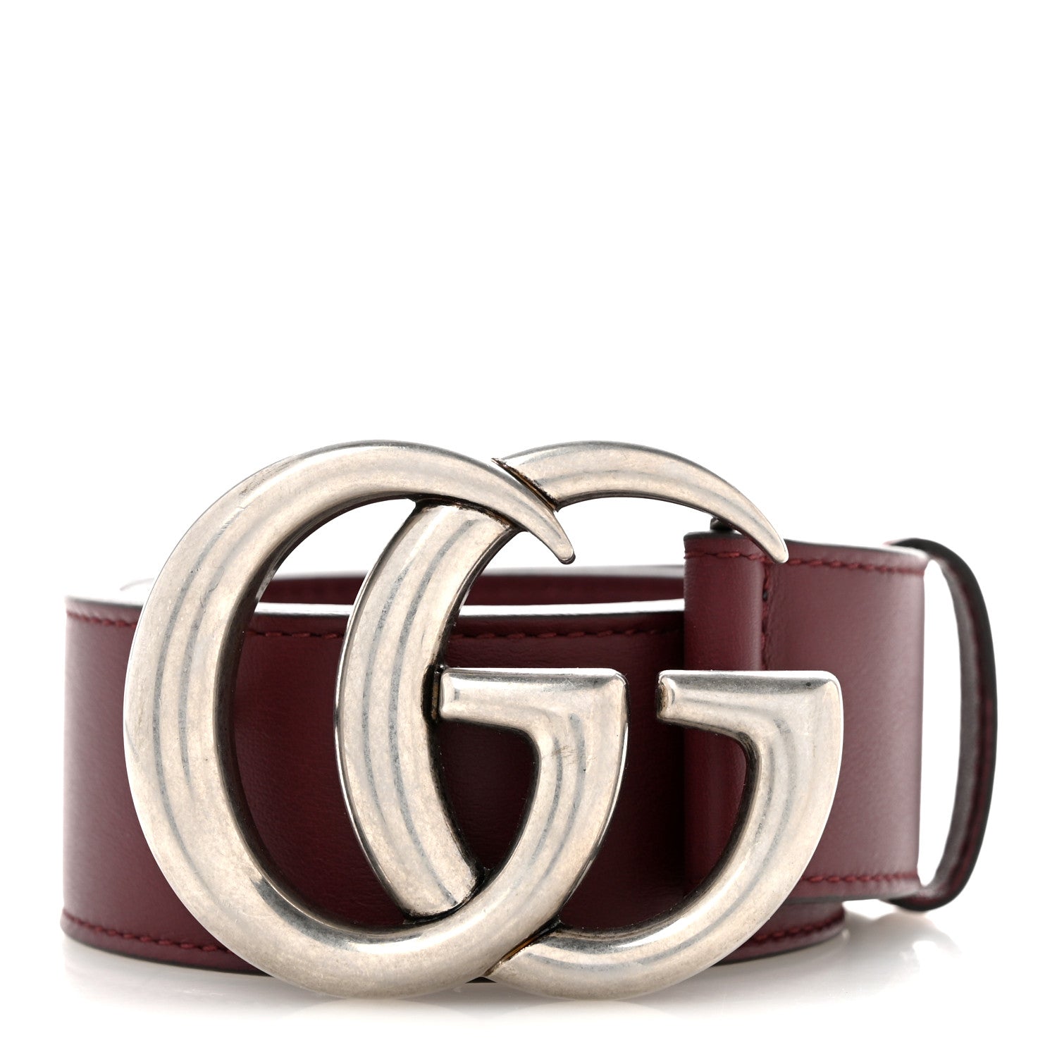 Gucci Moon Calfskin Nickel Double G 40mm Belt 75 30 Strong Red 1 of 7