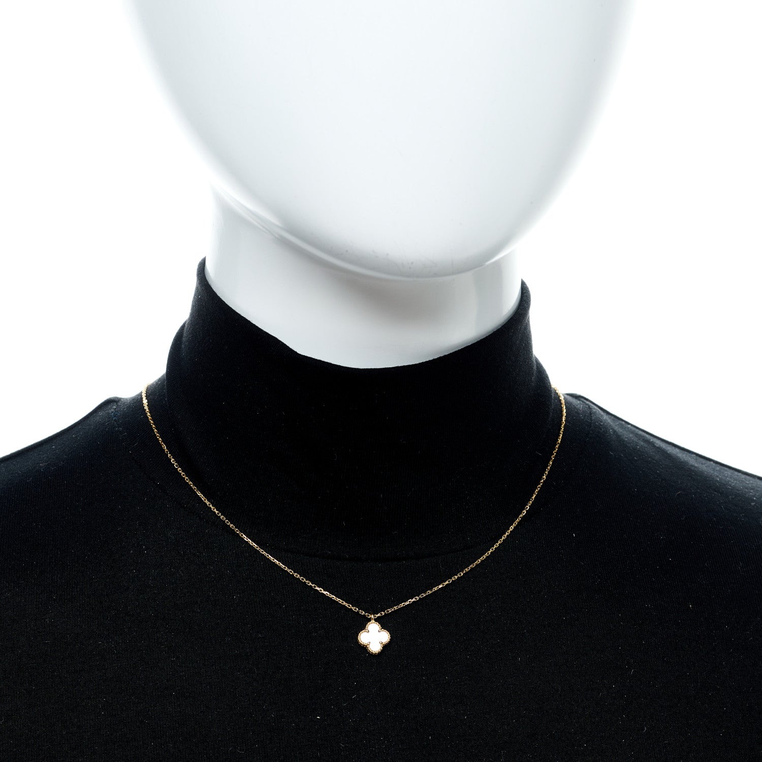 Van Cleef & Arpels 18K Yellow Gold Mother of Pearl Sweet Alhambra Pendant Necklace 2 of 6