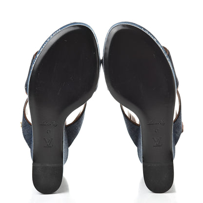 Louis Vuitton Denim Croisiere Wedge Sandals 41 Marine 5 of 10
