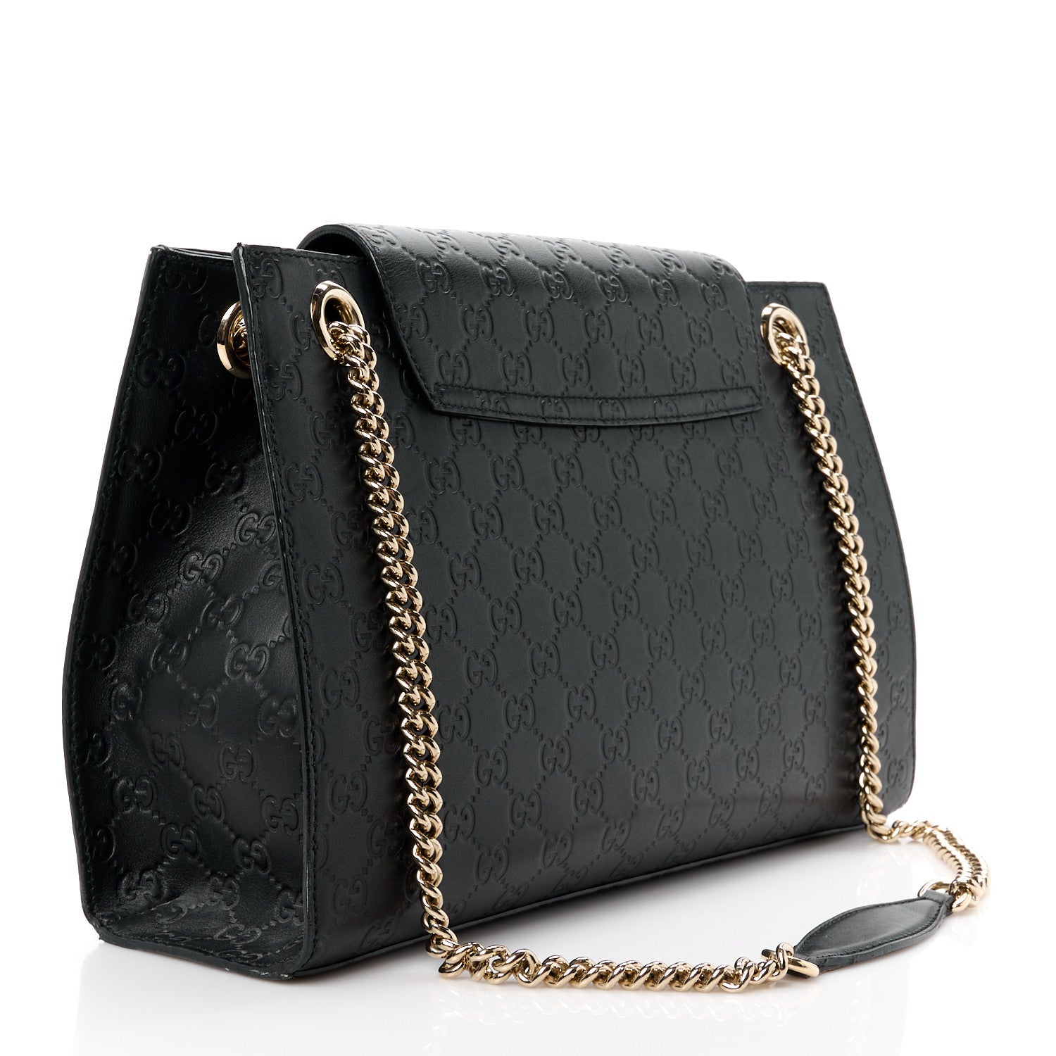 Gucci Guccissima Large Emily Chain Shoulder Bag Black 3 of 13