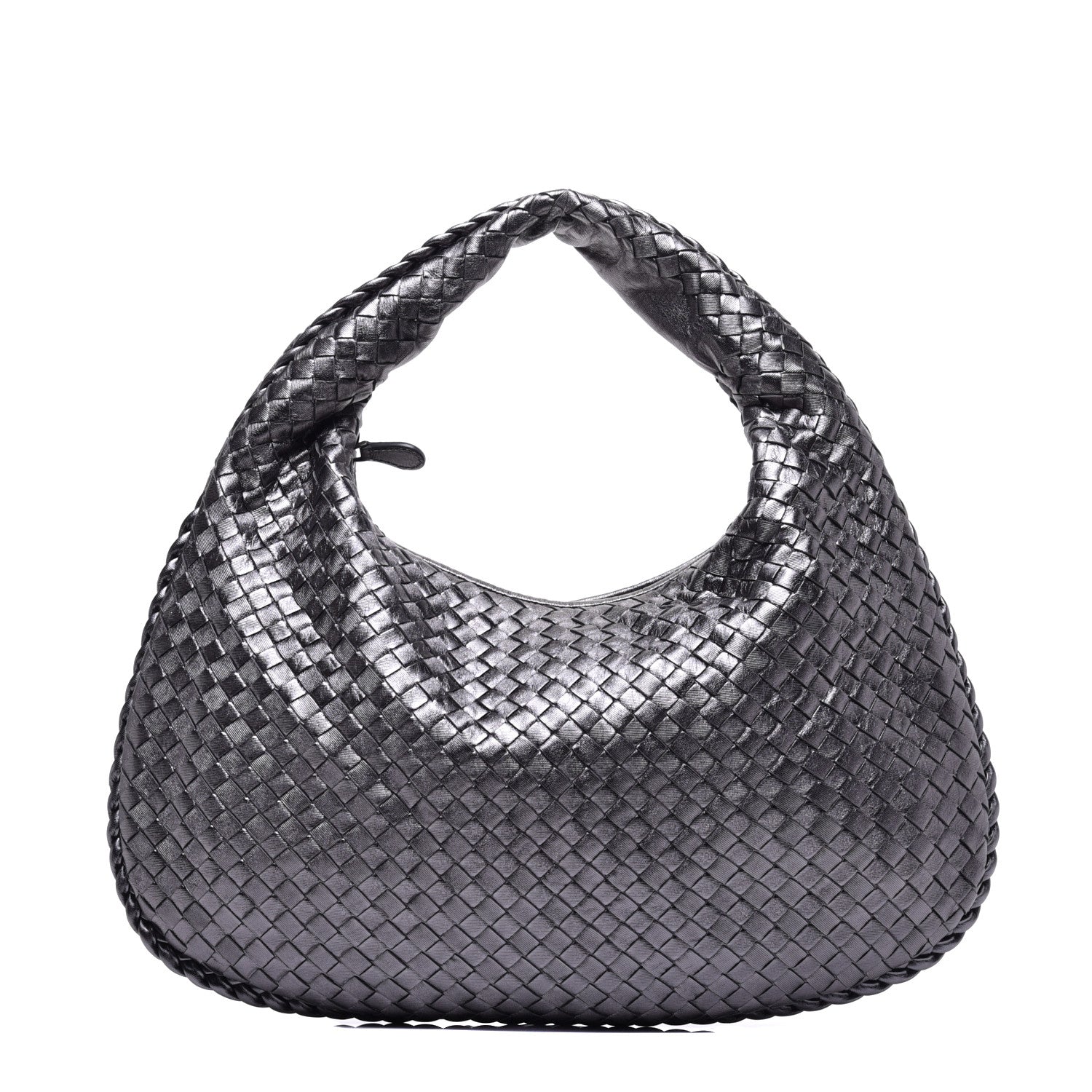 Bottega Veneta Metallic Nappa Intrecciato Medium Veneta Hobo Pewter 1 of 8