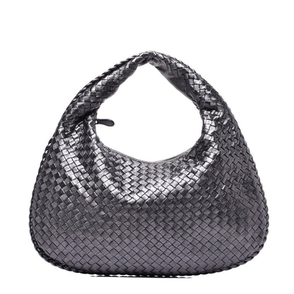 Bottega Veneta Metallic Nappa Intrecciato Medium Veneta Hobo Pewter 1 of 8