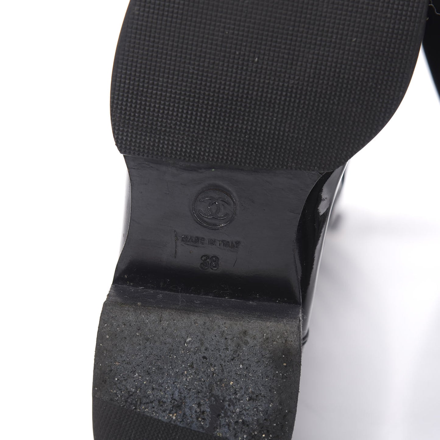 Patent Knee High Boots 38 Black
