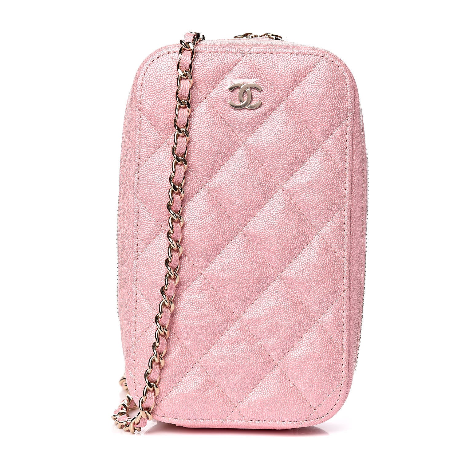 Chanel Iridescent Caviar Quilted Classic Clutch With Chain Pink 1 of 10