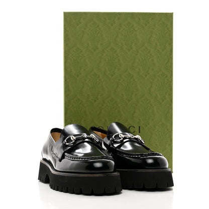 Gucci Cordovan Lux Womens Horsebit 45mm Platform Loafers 41 Black 9 of 9
