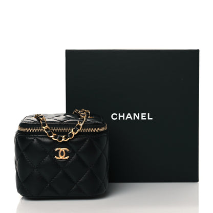Chanel Lambskin Quilted Mini Pearl Crush Vanity Case With Chain Black 11 of 11