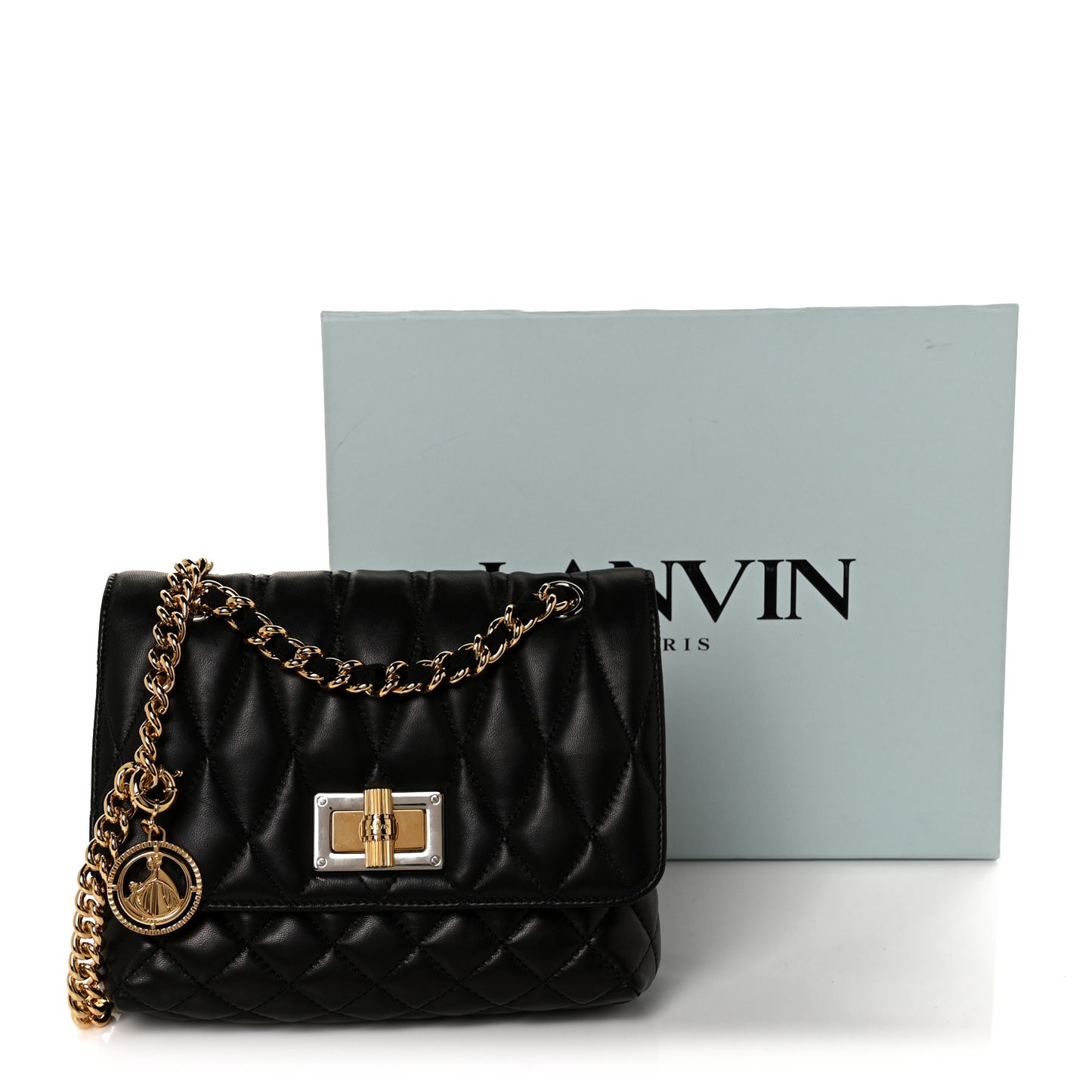 Lambskin Quilted Mini Happy Pop Crossbody Black