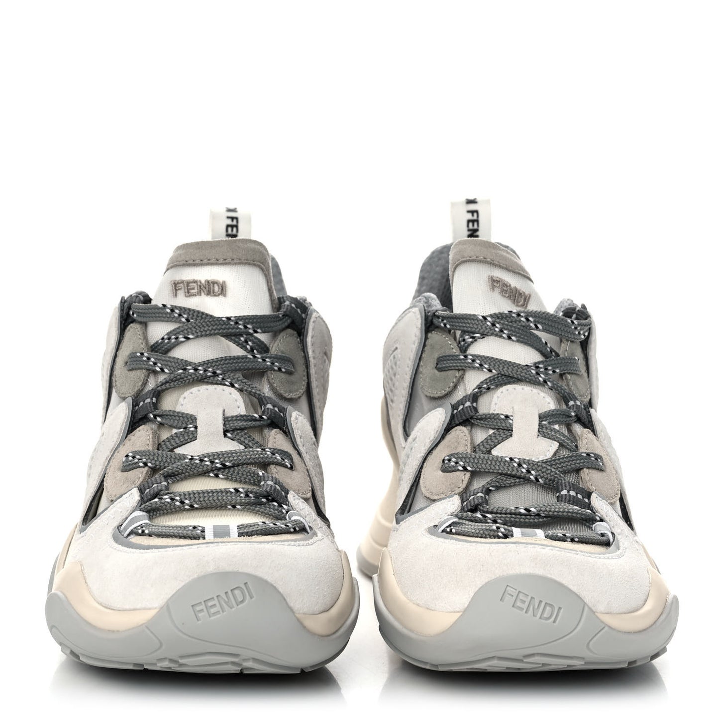 Suede Mesh Womens FFluid Low Top Sneakers 36 Latte Cemento White