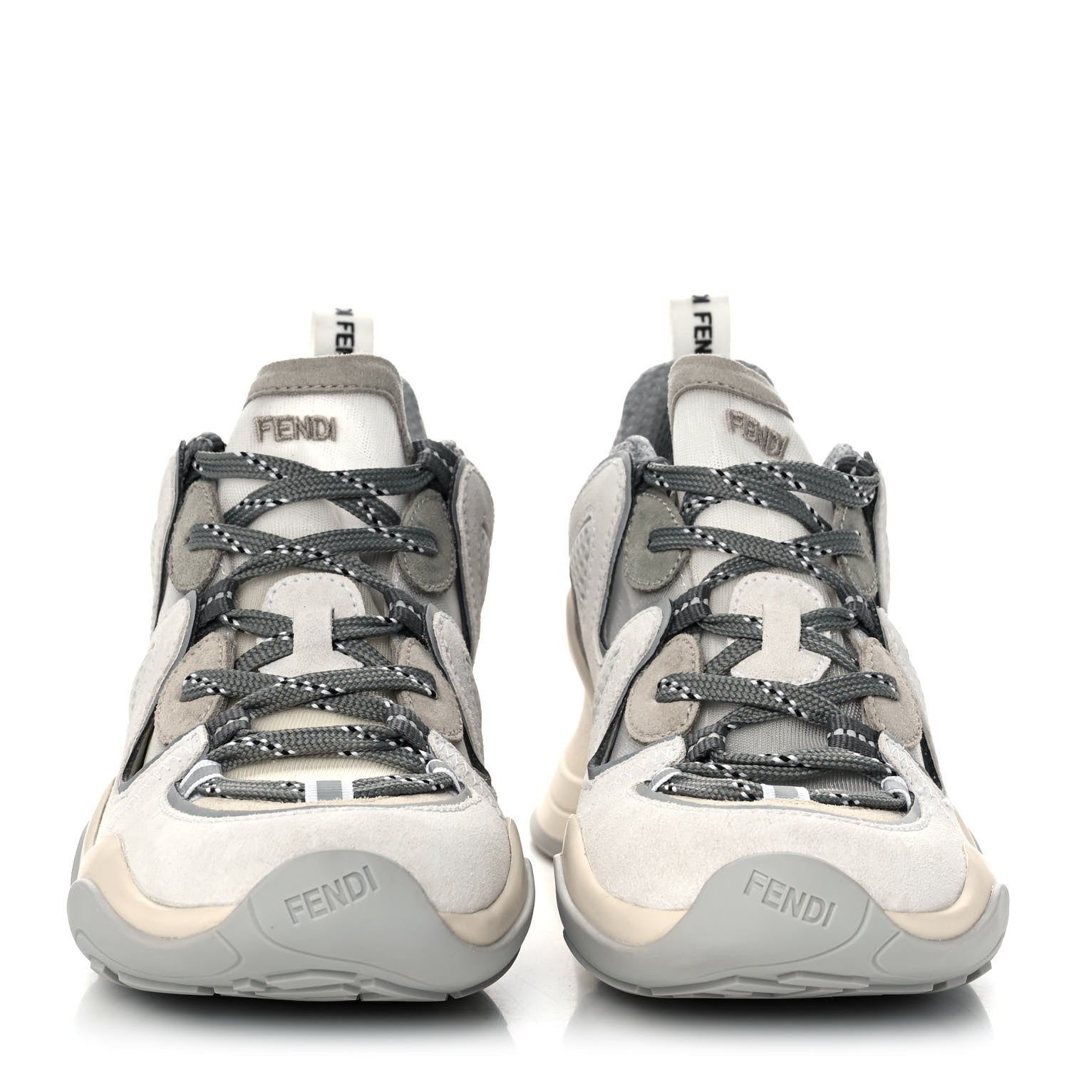 Fendi Suede Mesh Womens FFluid Low Top Sneakers 36 Latte Cemento White 2 of 9