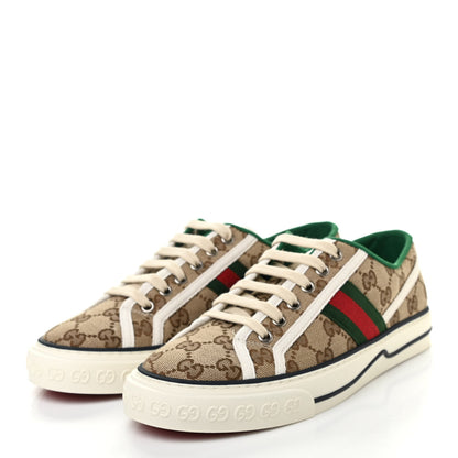 Gucci GG Monogram Web Womens 1977 Tennis Sneakers 38 Beige Ebony Mystic White 3 of 7