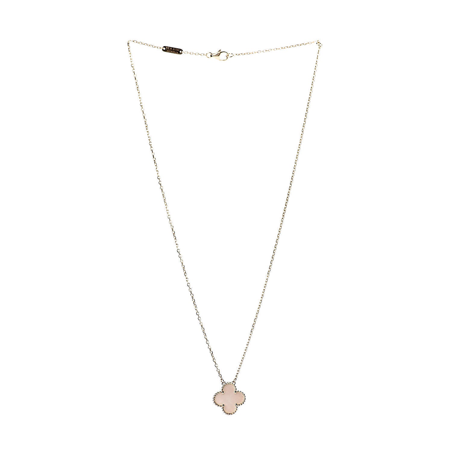 Van Cleef & Arpels 18K Yellow Gold Mother of Pearl Vintage Alhambra Pendant Necklace 3 of 7