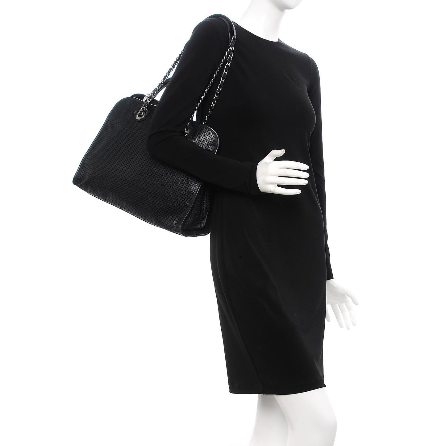 Calfskin Perforated Up In The Air Tote Black