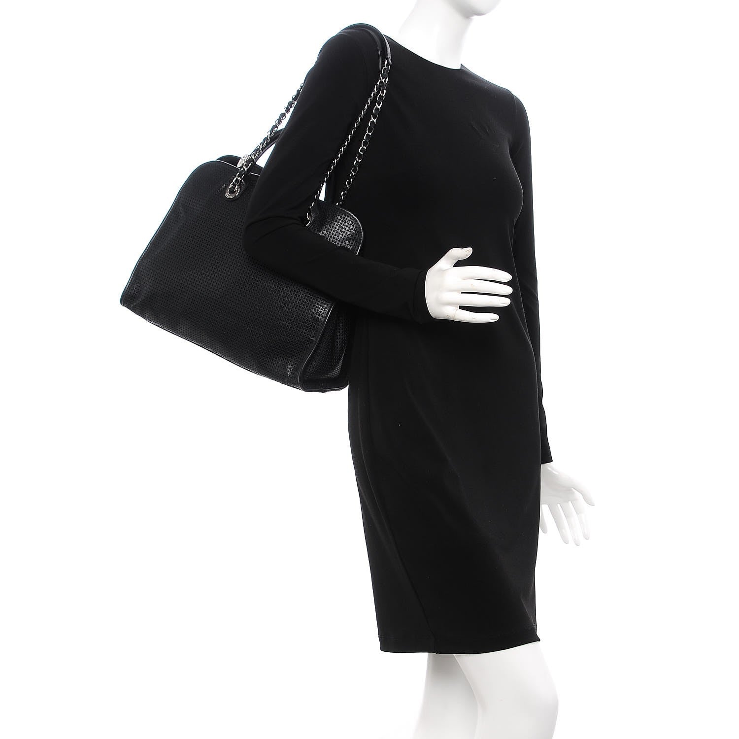 Chanel Calfskin Perforated Up In The Air Tote Black 2 of 11
