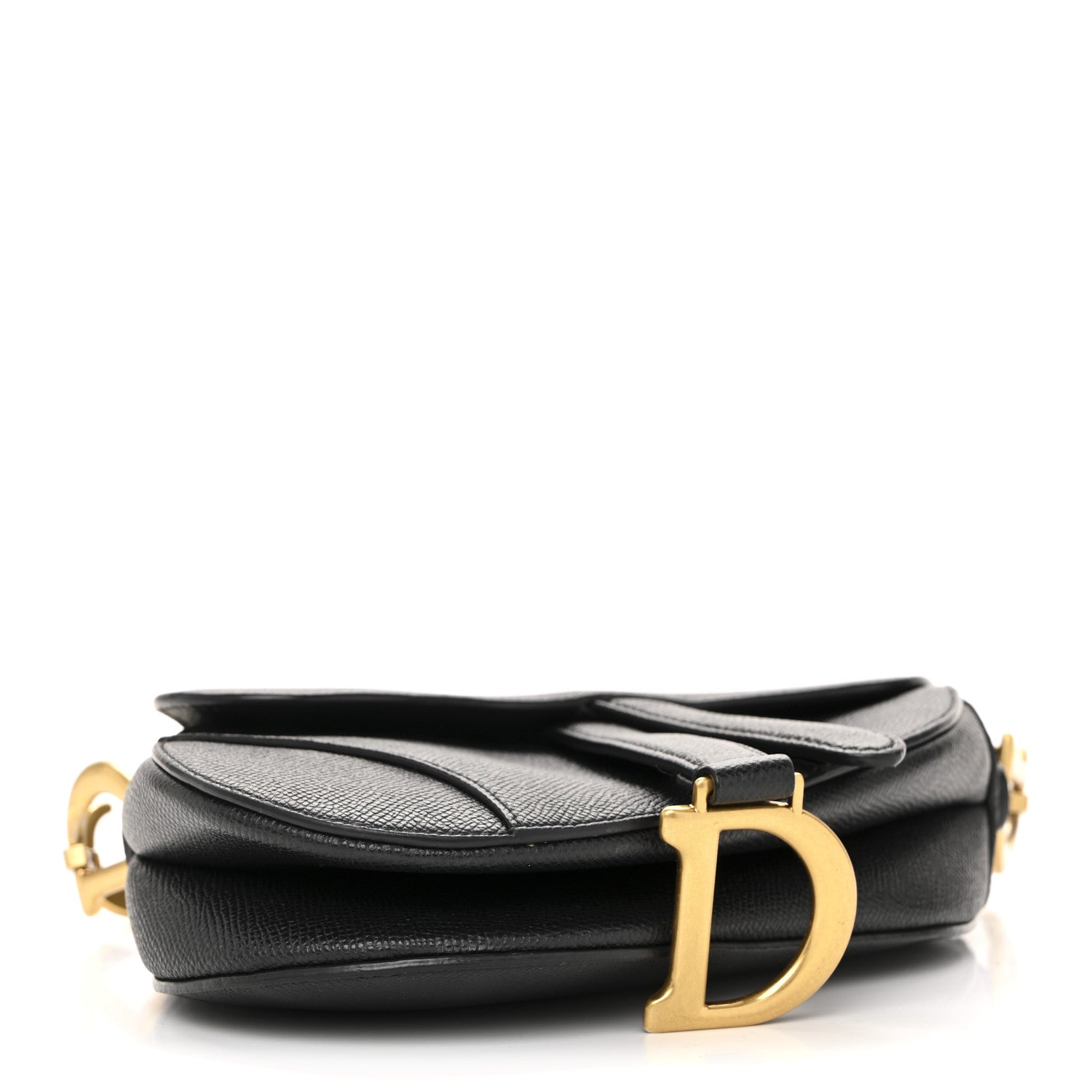 Christian Dior Grained Calfskin Mini Saddle Bag With Strap Black 4 of 13