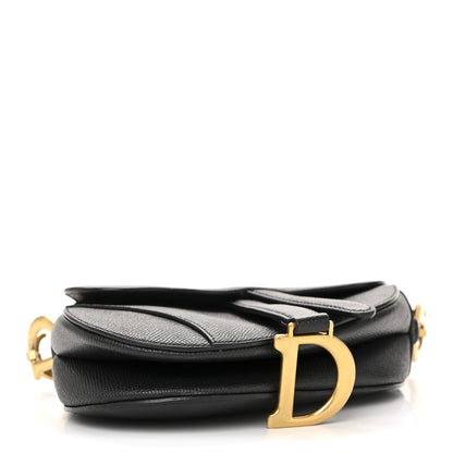 Christian Dior Grained Calfskin Mini Saddle Bag With Strap Black 4 of 13