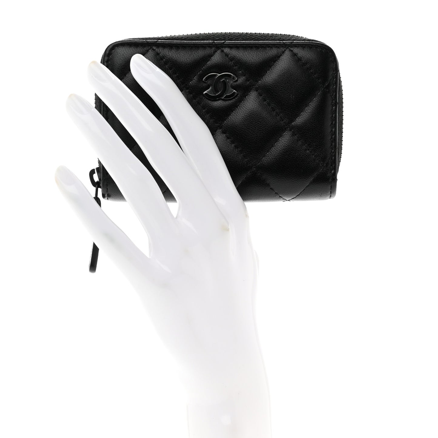 Lambskin Quilted Zip Coin Purse So Black