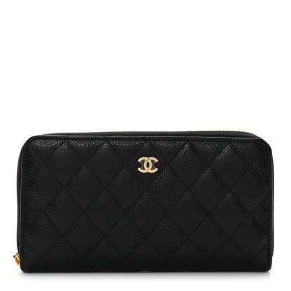 Chanel Caviar Quilted Large Gusset Zip Around Wallet Black 1 of 9