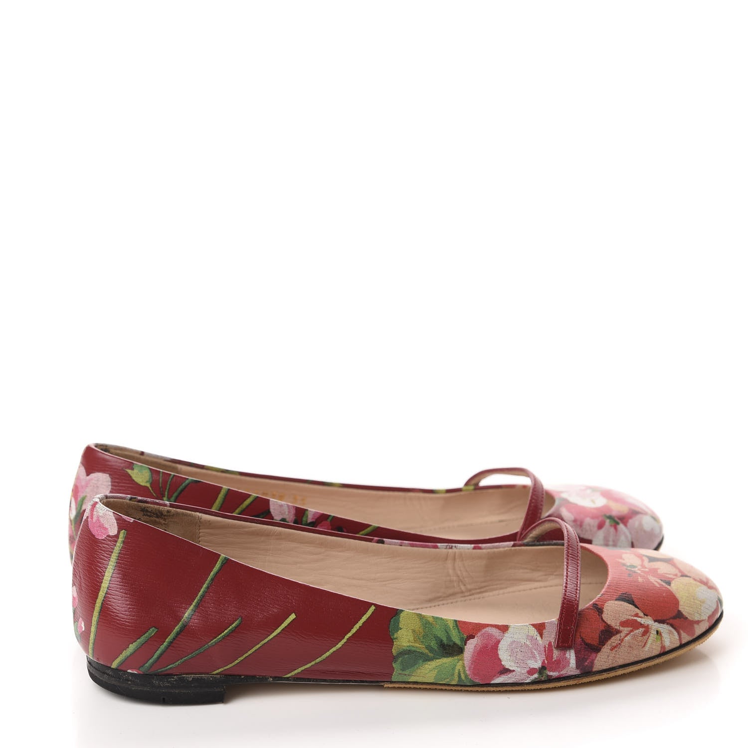 Gucci Calfskin Blooms Print Ballet Flats 35 Romantic Cherry Multicolor 4 of 12